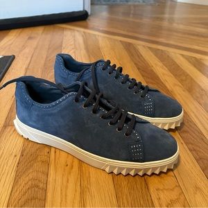 New Ferragamo Blue Suede Sneakers